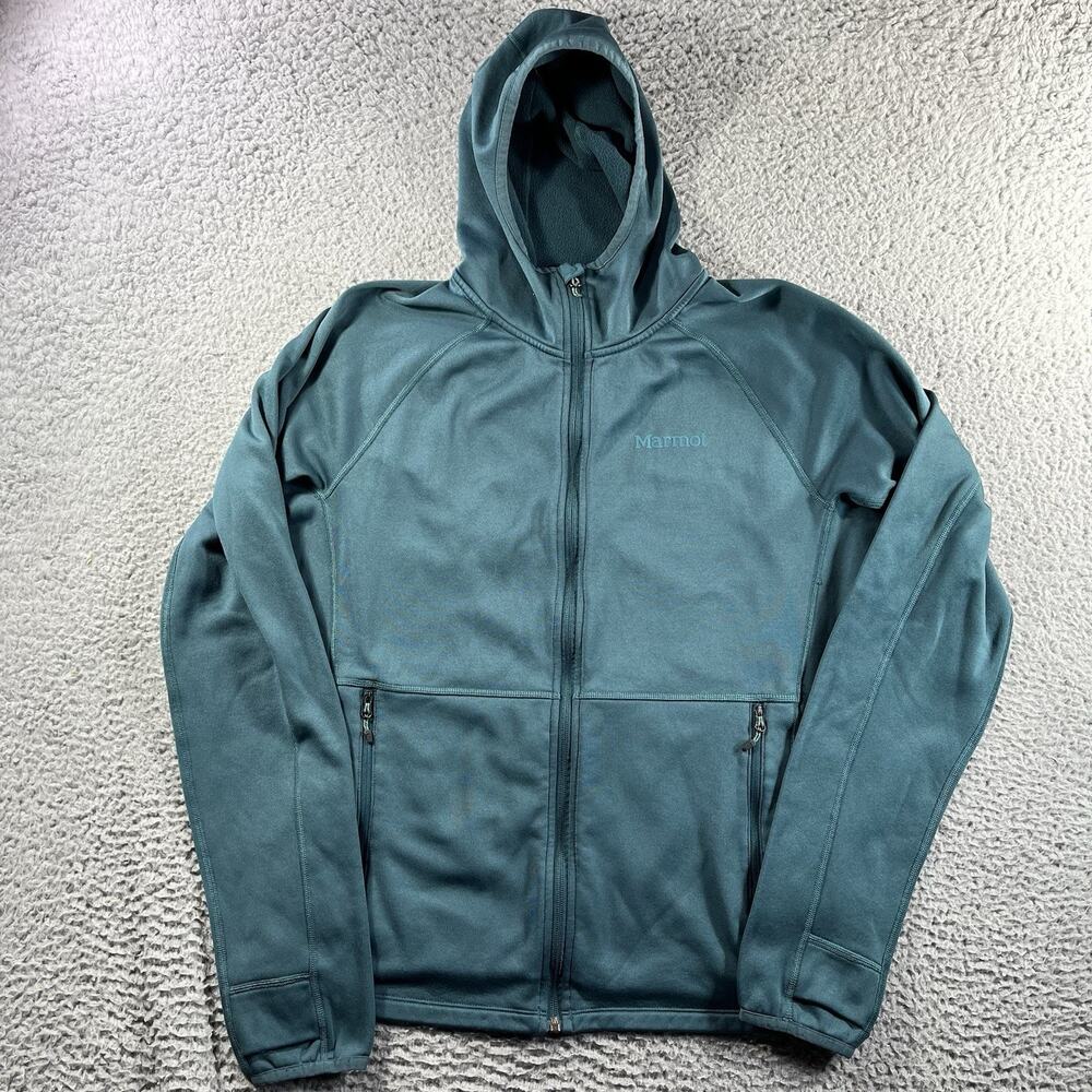 Marmot Olden Polartec Hoody Mens L Large Teal M13182 Blue Fleece Jacket Hiking